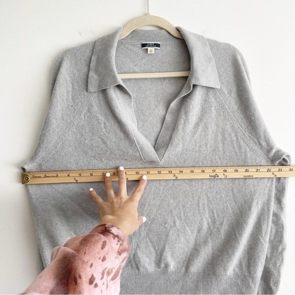 J. Crew Cashmere Collared V Neck Pullover Sweater medium Gray Minimalist luxury - Picture 6 of 9